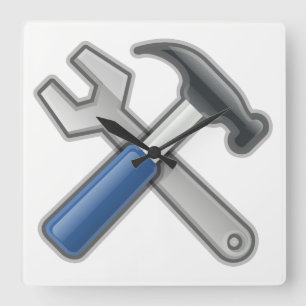 Horloge Carrée Marteau et clé