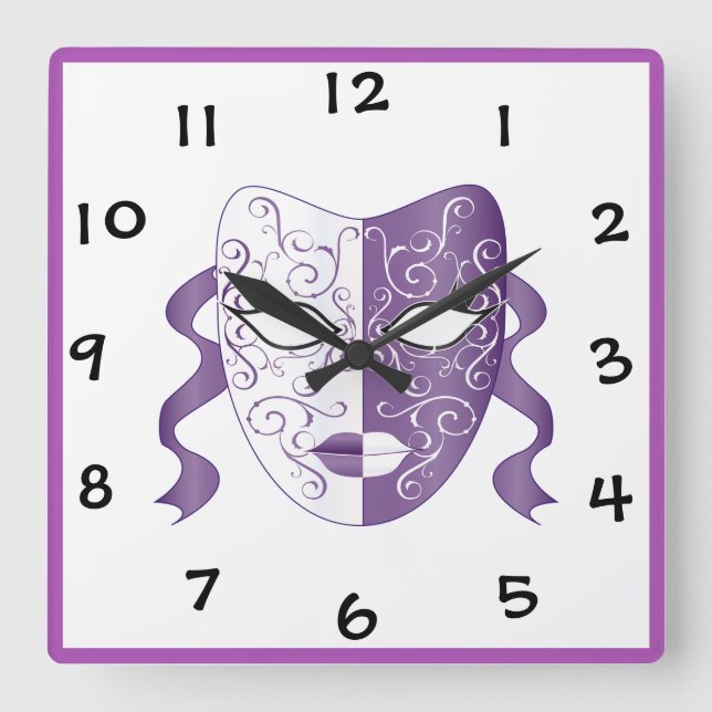 Horloge Carrée Masque (Recto)