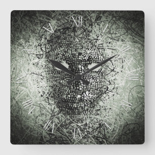 Horloge Carrée Masque de fils Abstraits