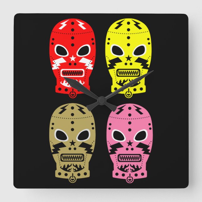 Horloge Carrée Masques du concours de lutte (Recto)