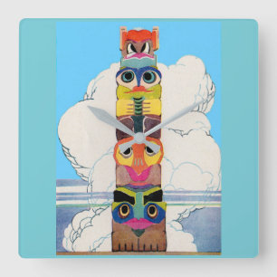 Horloge Carrée mât totémique des années 1920