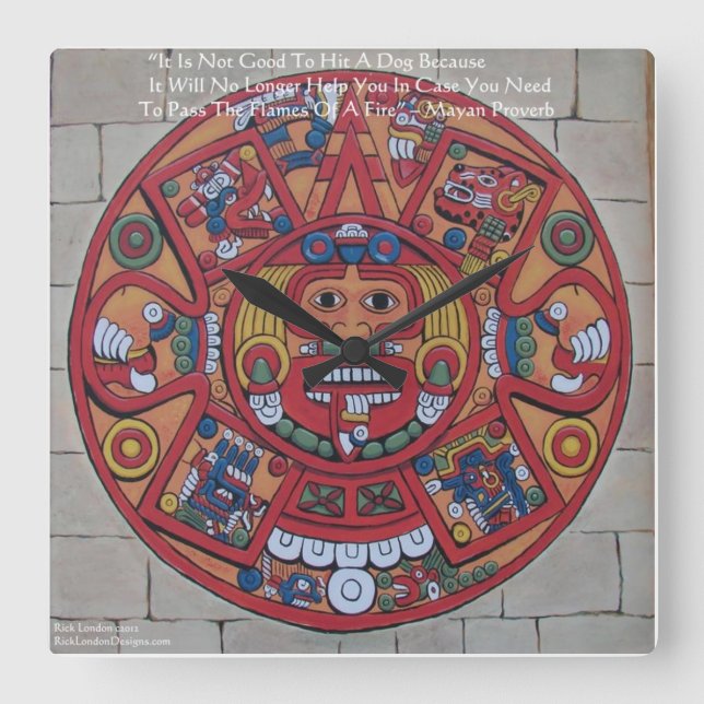 Horloge Carrée Mayan Calendar & Proverb Wall Clock (Recto)