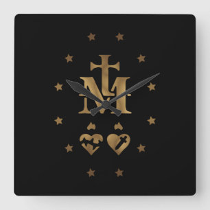 Horloge Carrée Médaille miraculeuse, Médaille de Notre-Dame de gr