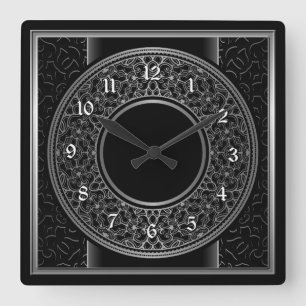 Horloge Carrée Médaillon argent chic