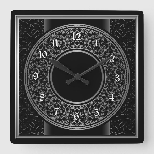 Horloge Carrée Médaillon d'argent chic (Recto)