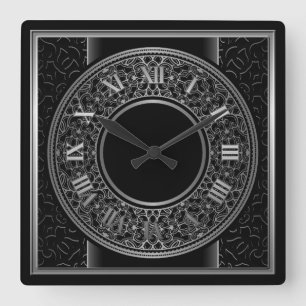 Horloge Carrée Médaillon d'argent chic 2