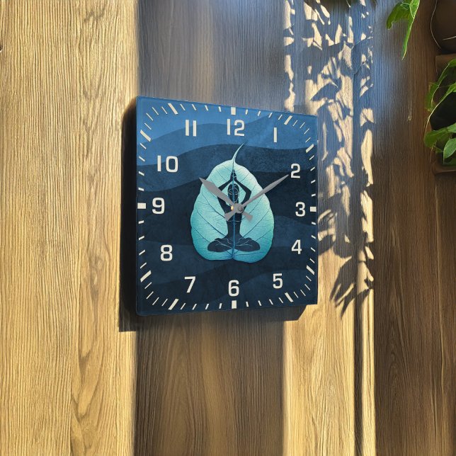 Horloge Carrée Méditation de l'instructeur YOGA Pose Bodhi Leaf C (Créateur téléchargé)