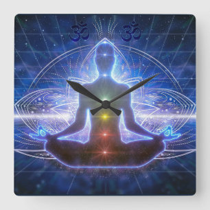 HORLOGE CARRÉE MEDITATION DE YOGA EN POSITION CHAKRA II DE LOTUS