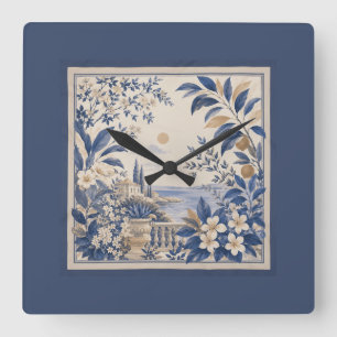 Horloge Carrée Mediterranean Botanical Wall Clock