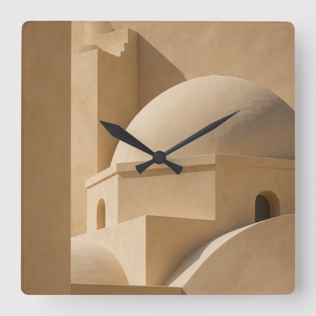 Horloge Carrée Mediterranean Dome Wall Clock, Minimalist Neutral  (Recto)