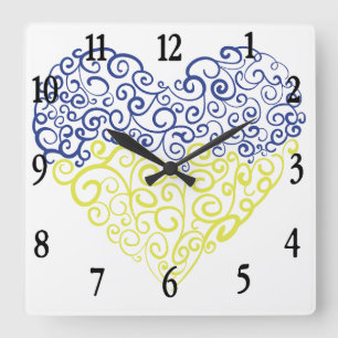 Horloge Carrée Méhandi en spirale en forme de cœur aux couleurs d