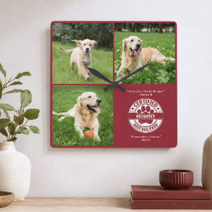 Horloge Carrée Meilleur chien de tous les temps 3 Photo Rouge