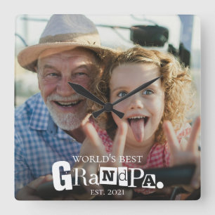 Horloge Carrée Meilleur Grand-Père du Monde Établi Cadeau Pour Gr