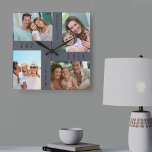 Horloge Carrée Meilleur papa Ever 4 Photo Collage Gris<br><div class="desc">Horloge photo de style moderne pour le meilleur papa jamais dans la palette de couleurs neutres pour convenir à votre décor. Le design est écrit avec "meilleur papa jamais [année]" dans la typographie de police maigre et vous pouvez customiser l'année et aussi éditer papa à papa ou papa par exemple,...</div>