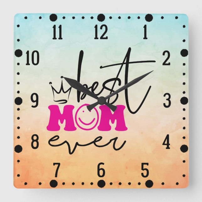 Horloge Carrée Meilleure maman jamais la fête des mères Design-63 (Recto)