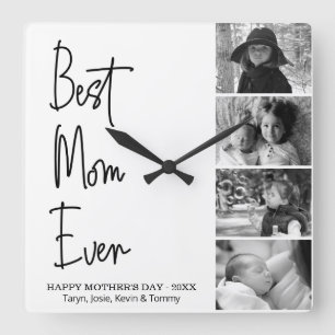 Horloge Carrée Meilleure maman pour la Fête des Mères Photo en 