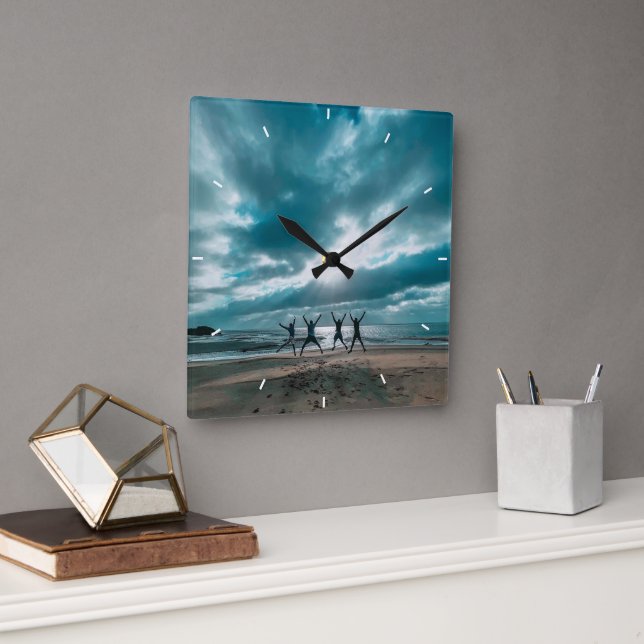 Horloge Carrée Meilleurs amis pour toujours Carré photo BFF moder (Bureau)