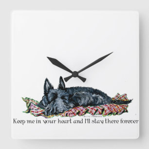 Horloge Carrée Mémoire d'écossais Terrier
