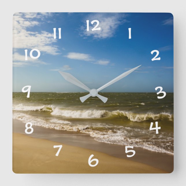 Horloge Carrée Mer avec ciel bleu  - (Recto)