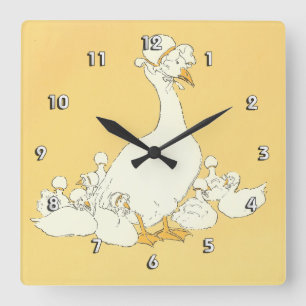 Horloge Carrée Mère Goose & Ses Petits