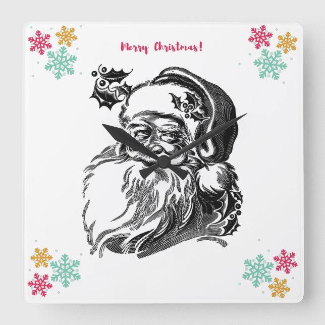 Horloge Carrée "Merry-Christmas" Acrylic Wall Clock (Recto)