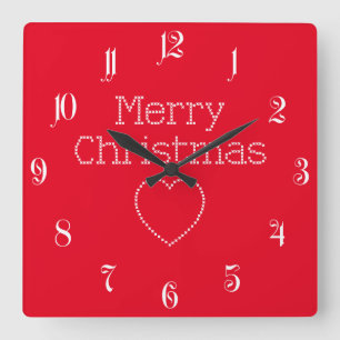 Horloge Carrée Merry Christmas cross stitch sign