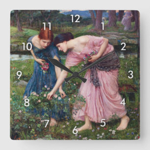 Horloge Carrée Mesdames Picking Roses, John William Waterhouse
