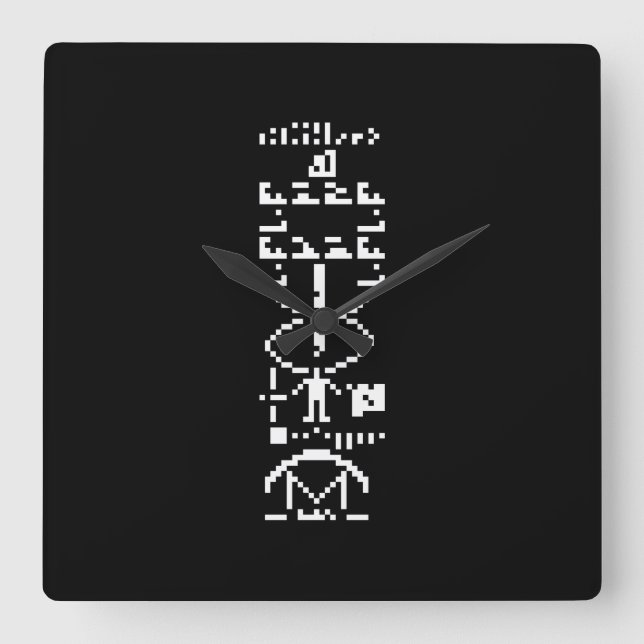 Horloge Carrée Message binaire Arecibo 1974 (Recto)