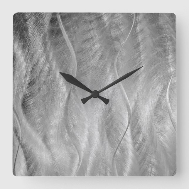 Horloge Carrée Métal argenté Abstrait (Recto)