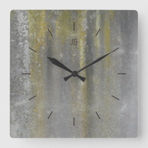 Horloge Carrée MÉTAL JAUNE décoration industrielle