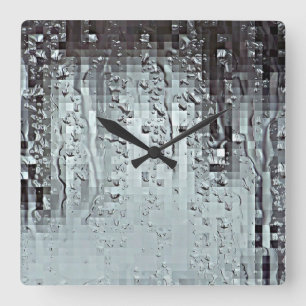 Horloge Carrée Metallic Modern Abstract Rain Droplets Personalize
