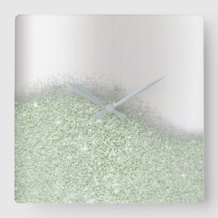 Horloge Carrée Métallique minimal de gris argenté de parties