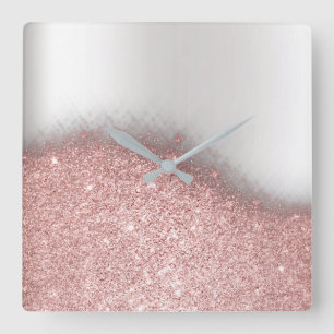 Horloge Carrée Métallique minimal de gris argenté de parties