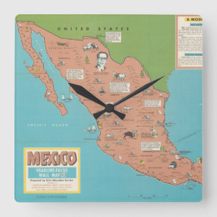 Horloge Carrée Mexico : Wall Map