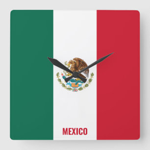 Horloge Carrée Mexique Drapeau éblouissant patriotique