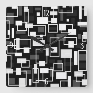 Horloge Carrée Mi-siècle Mod géométrique