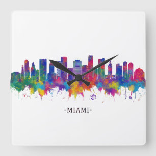 Horloge Carrée Miami Florida Skyline