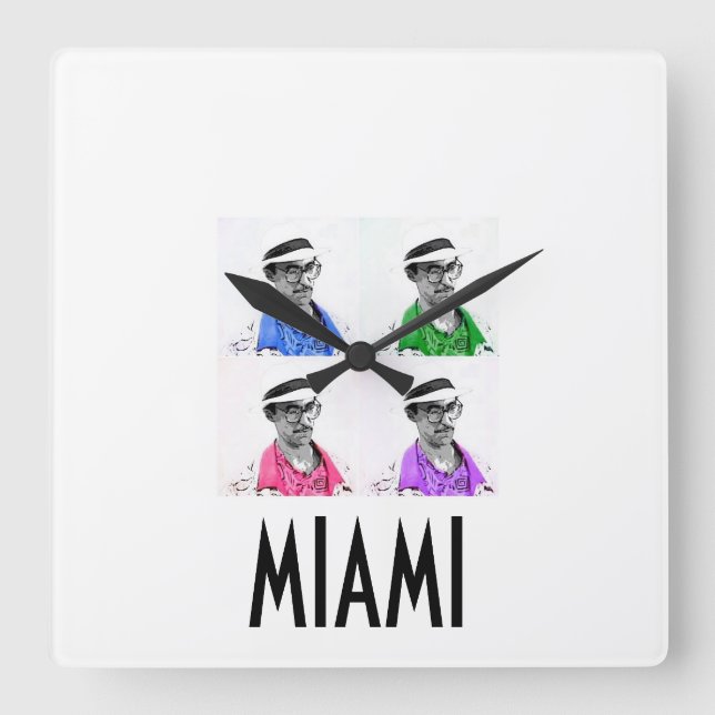 Horloge Carrée ~Miami Izzy~ MIAMI VICE IZZY POP ART WALLCLOCK! (Recto)