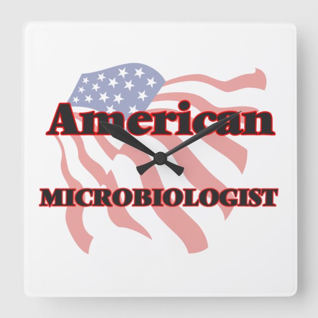 Horloge Carrée Microbiologiste américain (Recto)