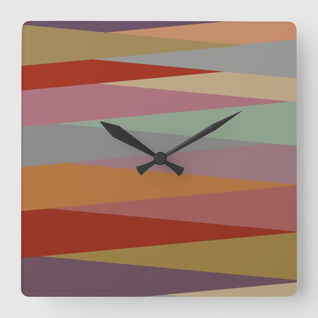 Horloge Carrée Mid-Century Modern Colorful triangles  (Recto)