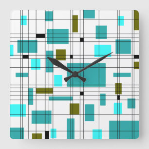 Horloge Carrée Midcentury grid