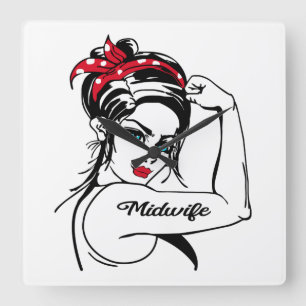 Horloge Carrée Midwife Rosie The Riveter Pin Up