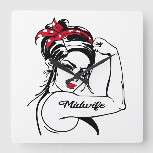 Horloge Carrée Midwife Rosie The Riveter Pin Up (Recto)