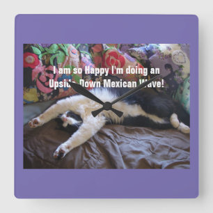 Horloge Carrée Mignon Chat Smoking Tuxedo Mexicain Vague chats