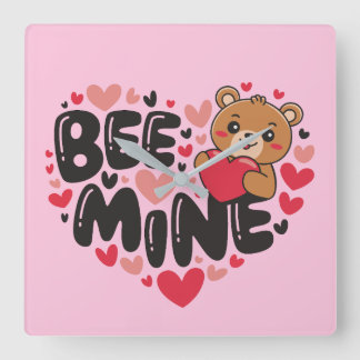 Horloge Carrée Mignon Ours en Peluche Abeille Mienne Saint Valent