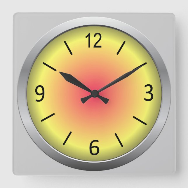 Horloge Carrée Mignonne et colorée ombragée (Recto)