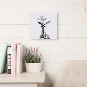 Horloge Carrée Mignonne Giraffe 2 #animal #art