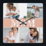 Horloge Carrée Mignonne JE T'AIME MOM Fête des Mères Photo<br><div class="desc">Cute I Love You Maman Mother's Day Photo Wall Clock feels four of your favorite photos with the texte "I love you Maman" en white typographiy moderne. Design by ©Evco Studio www.zazzle.com/store/evcostudio</div>
