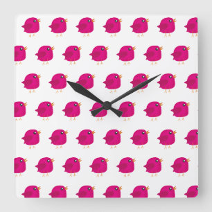 Horloge Carrée Mignons oiseaux pour enfants