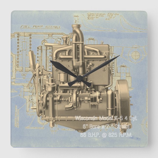 Horloge Carrée Milwaukee Wisconsin Engine Early K (Recto)